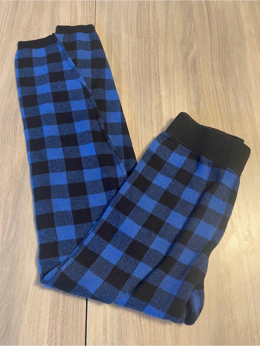 Cozy Blue & Black Buffalo Plaid Pajama Pants / Joggers - Size Medium